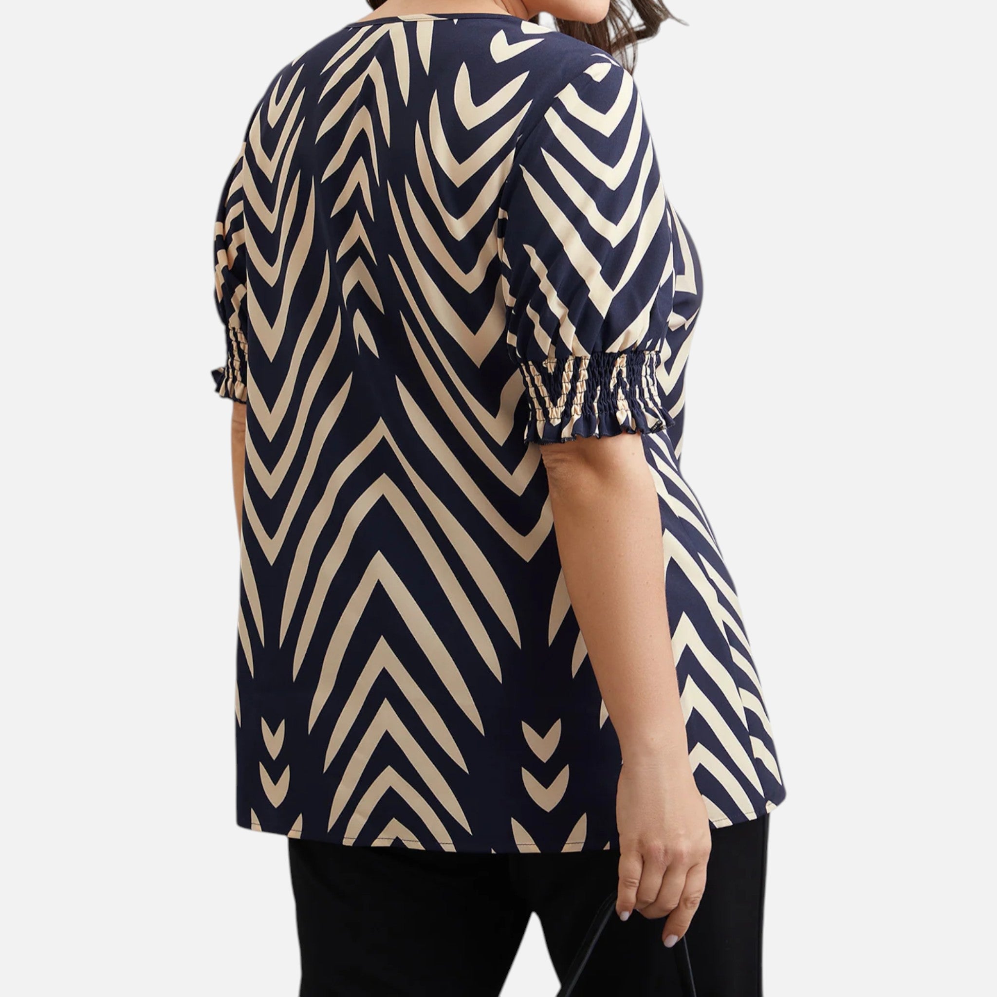 Acethetiq's | Women’s Geometric Ruffled Shirred Blouse