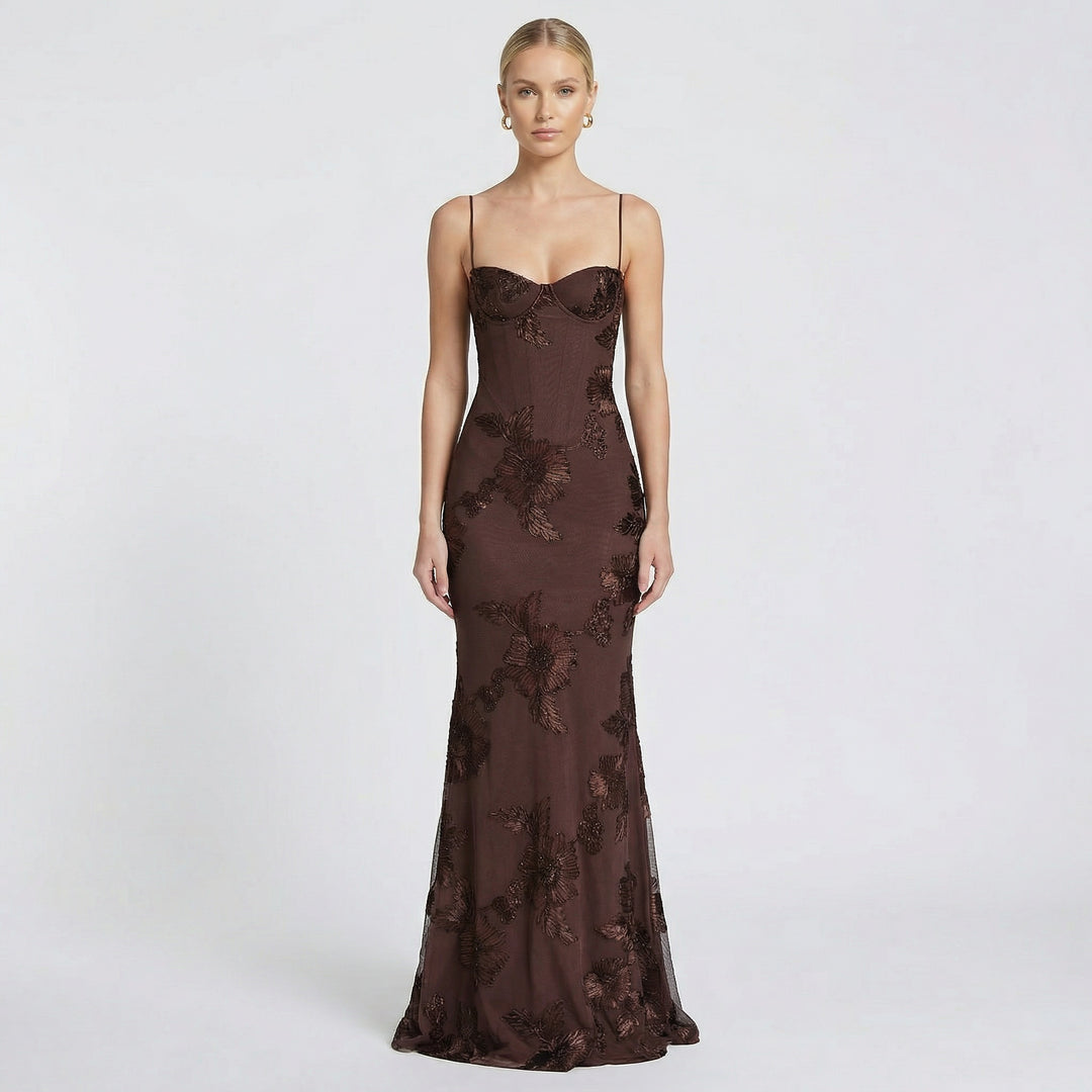 Women's Fitted Maxi Dress Open Back Corset Spaghetti Strap Gown Acethetiq's Women's Fitted Maxi Dress Open Back Corset Spaghetti Strap Gown Acethetiq's