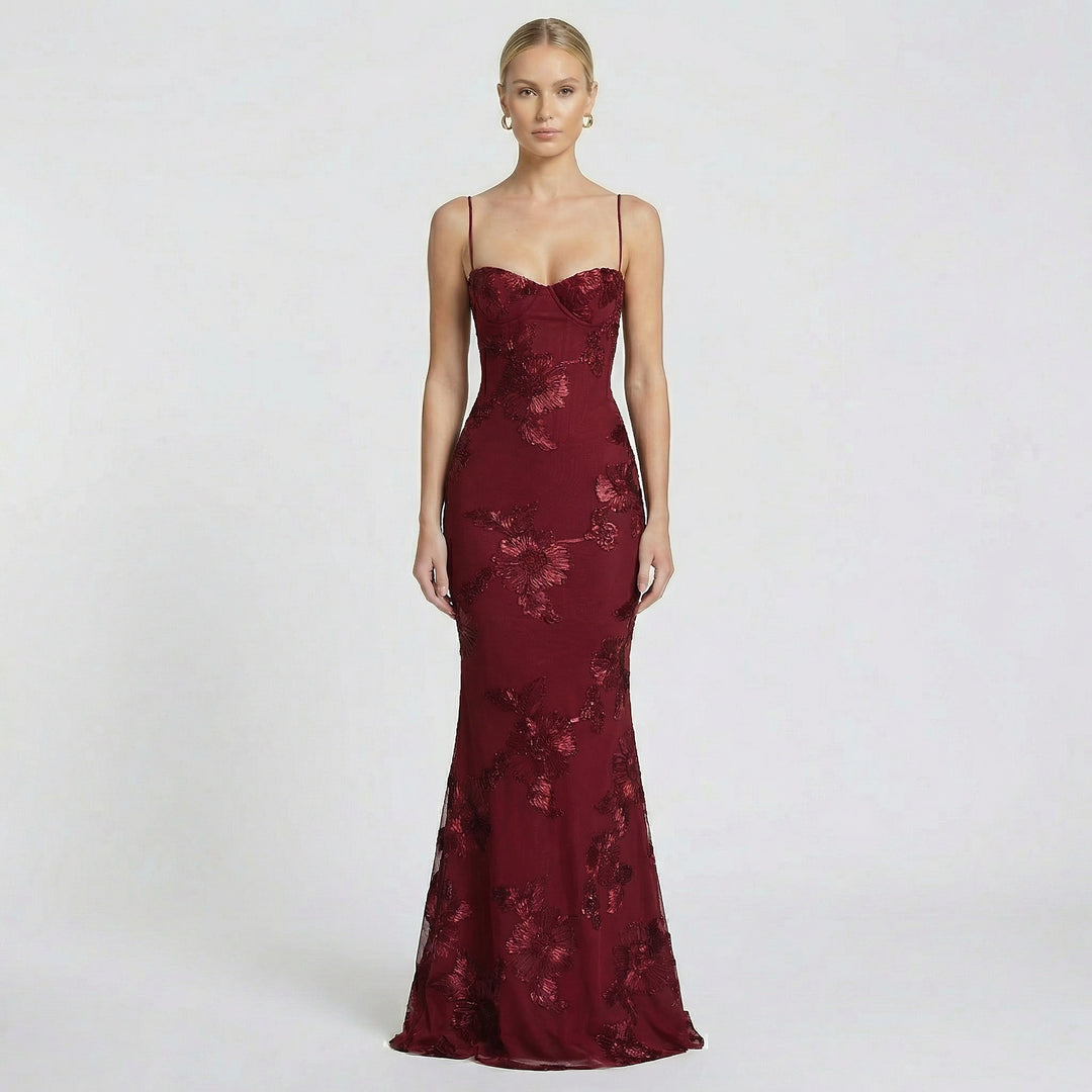 Women's Fitted Maxi Dress Open Back Corset Spaghetti Strap Gown –  Acethetiq's