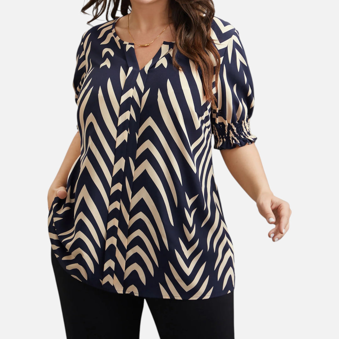 Acethetiq's | Women’s Geometric Ruffled Shirred Blouse