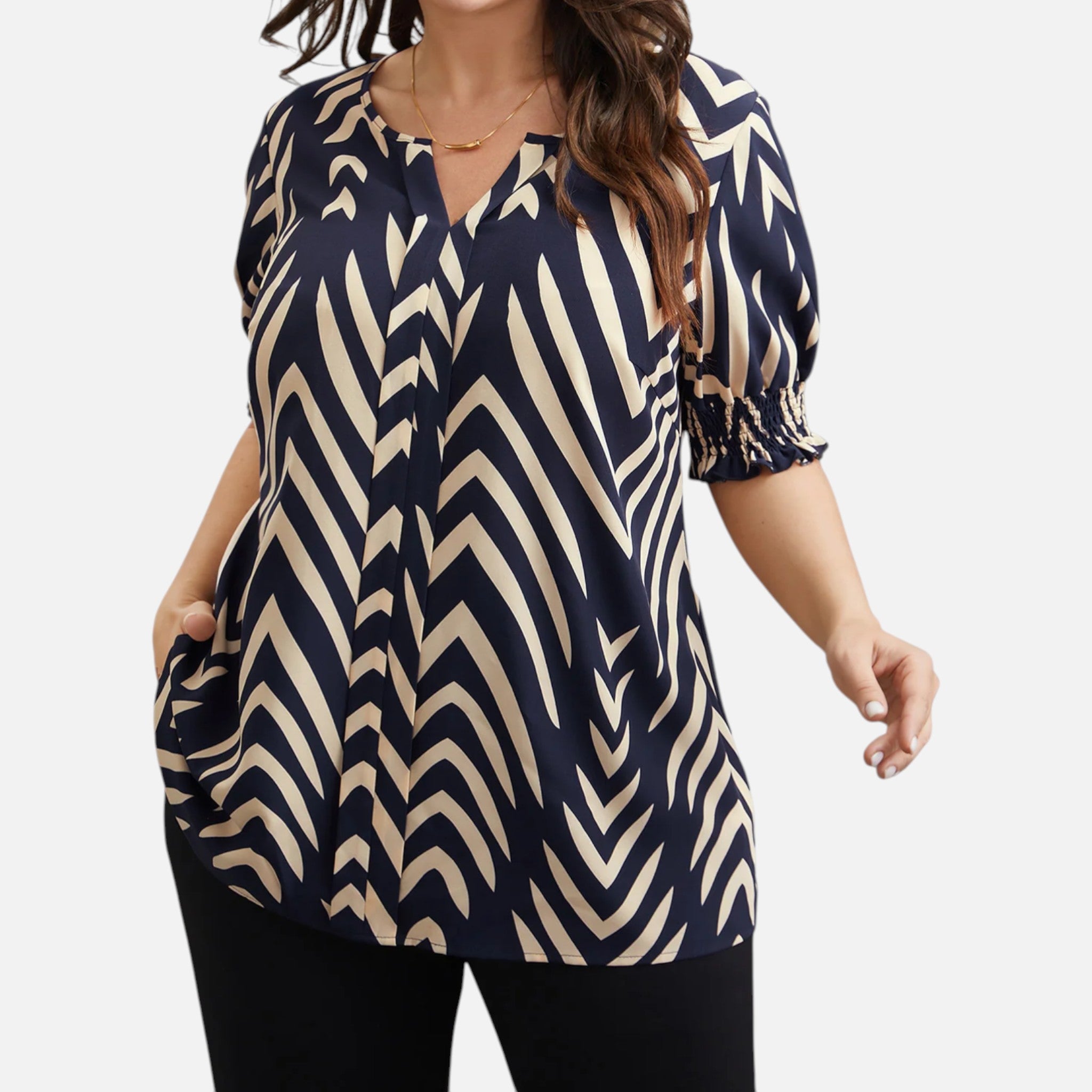 Acethetiq's | Women’s Geometric Ruffled Shirred Blouse