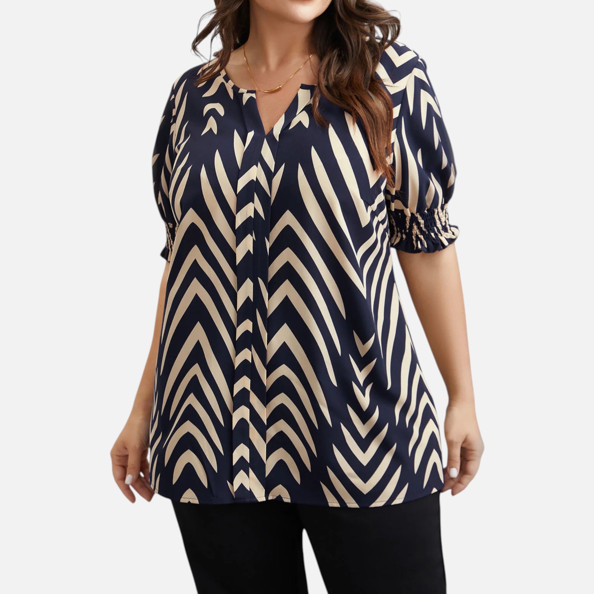 Acethetiq's | Women’s Geometric Ruffled Shirred Blouse