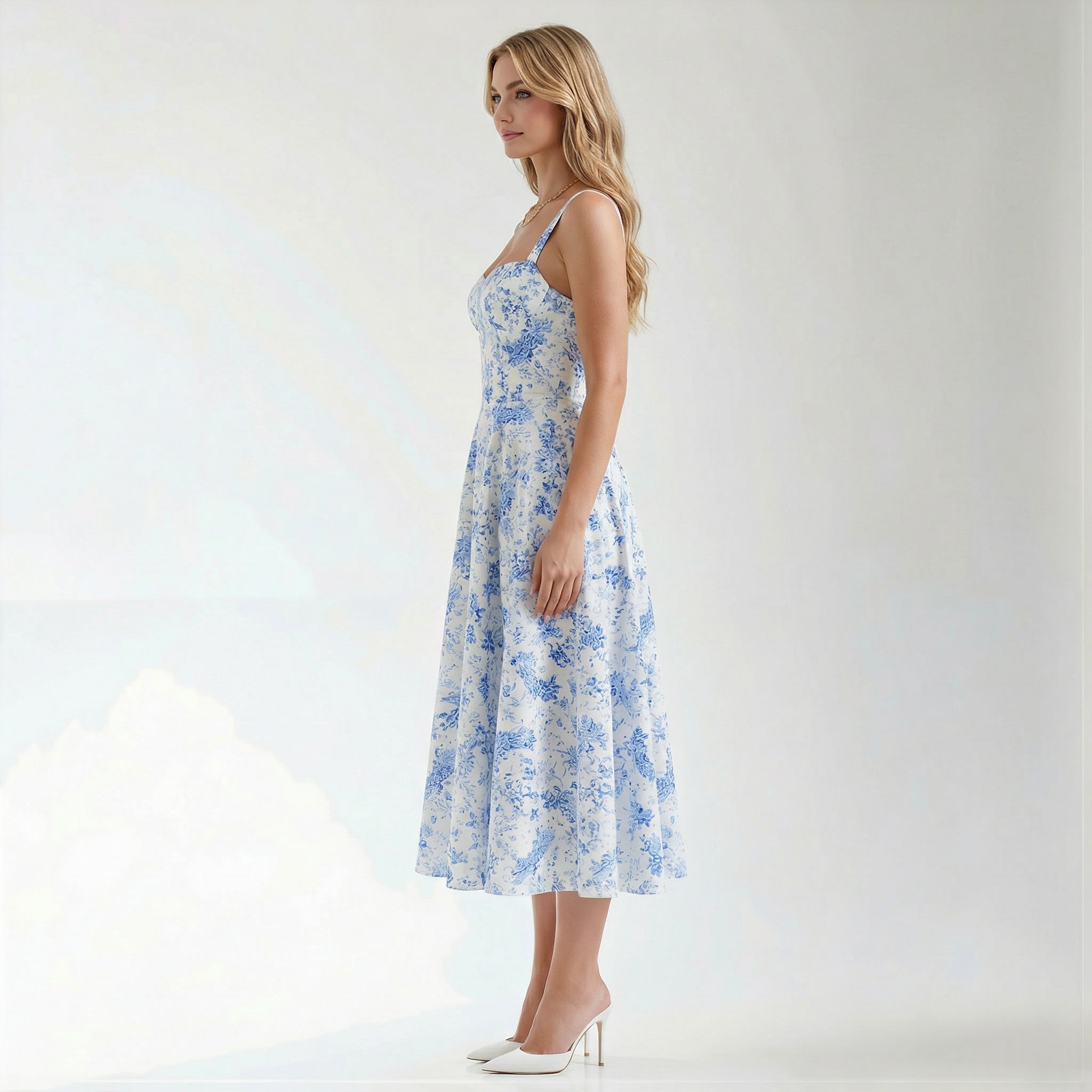 Women’s Floral Summer Midi Dress – Elegant Sundress