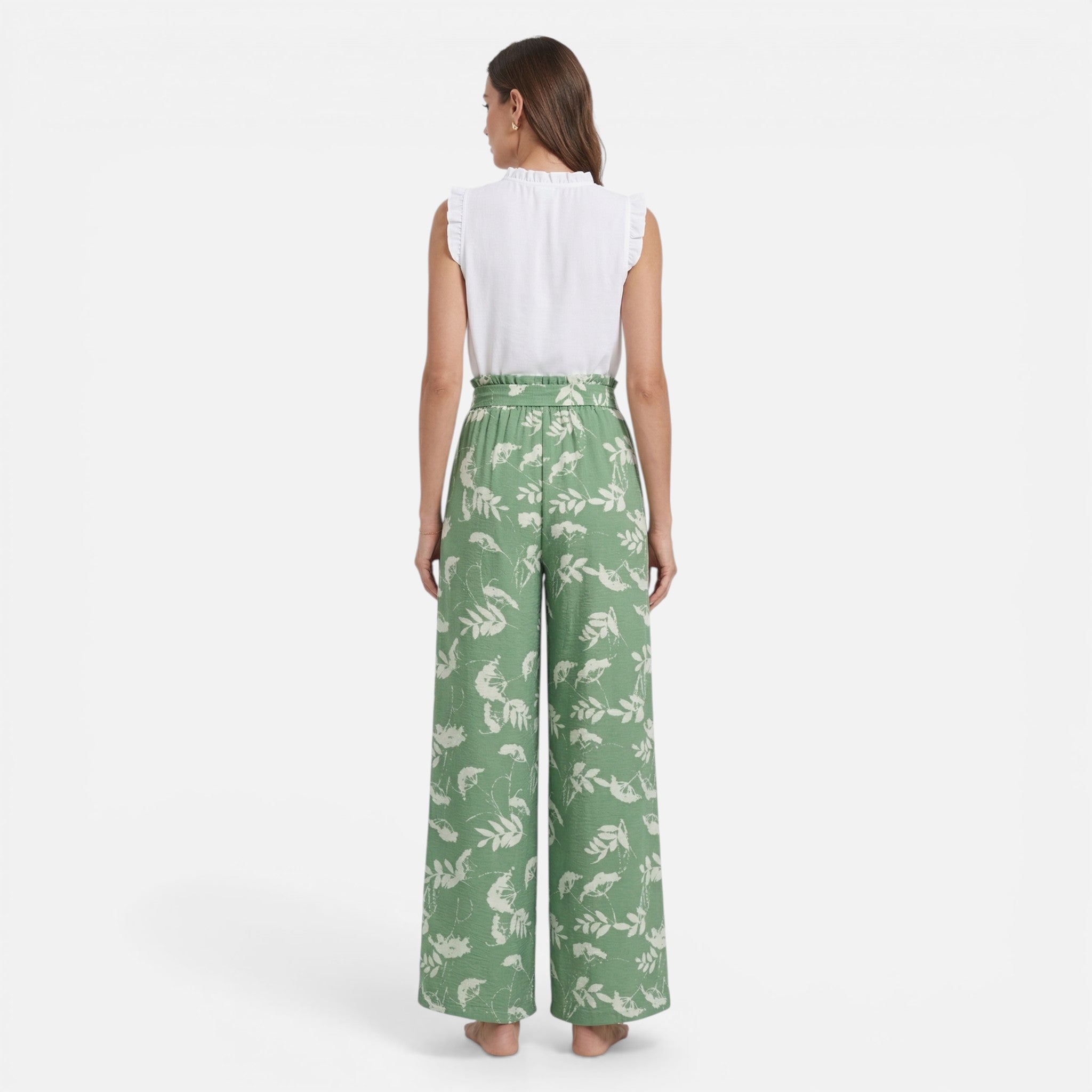 Acethetiq's | Women’s Printed Wide Leg Trousers Effortless Riviera Flow