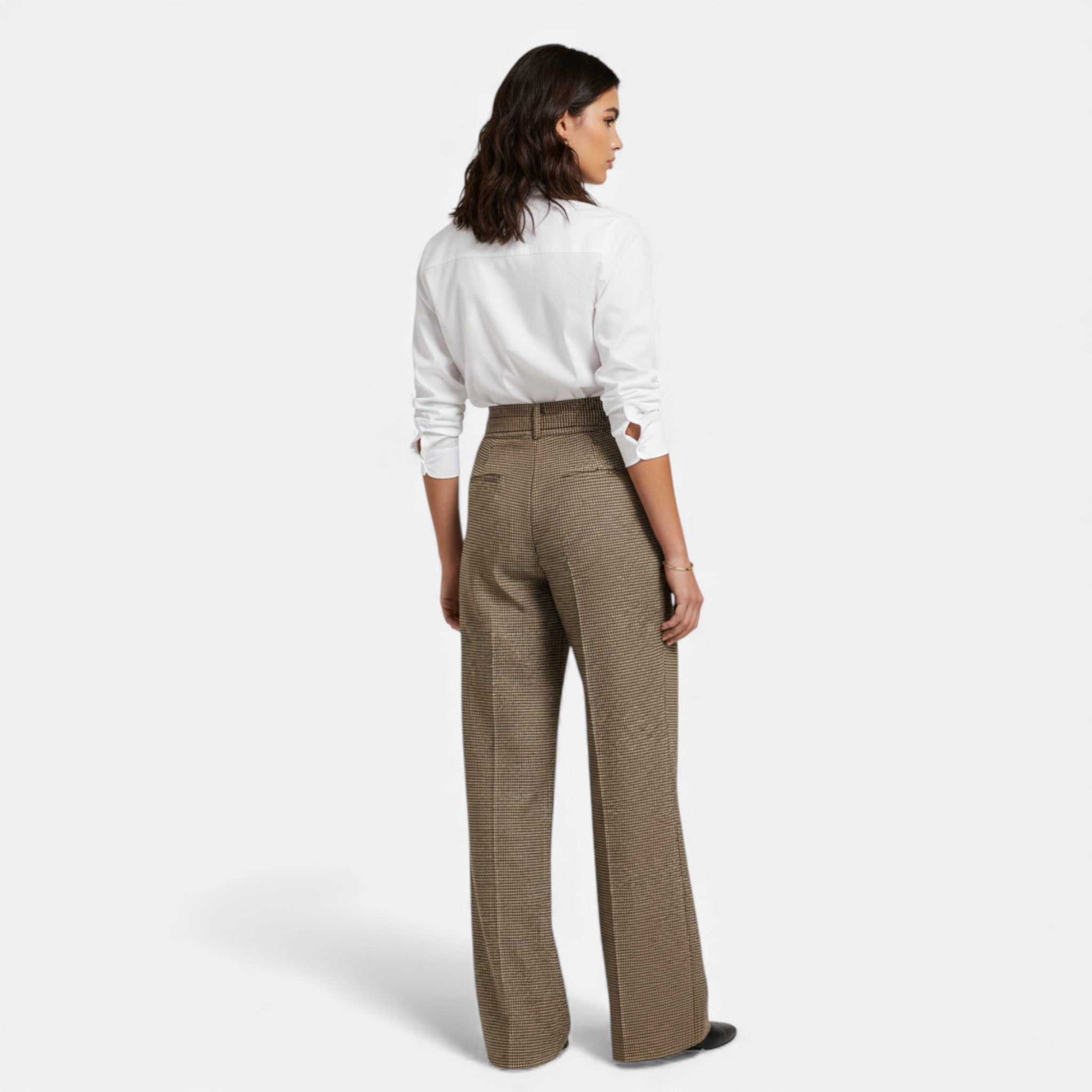 Acethetiq's | Women’s Plaid Wide-Leg Trousers High-Waist Tailored Fit