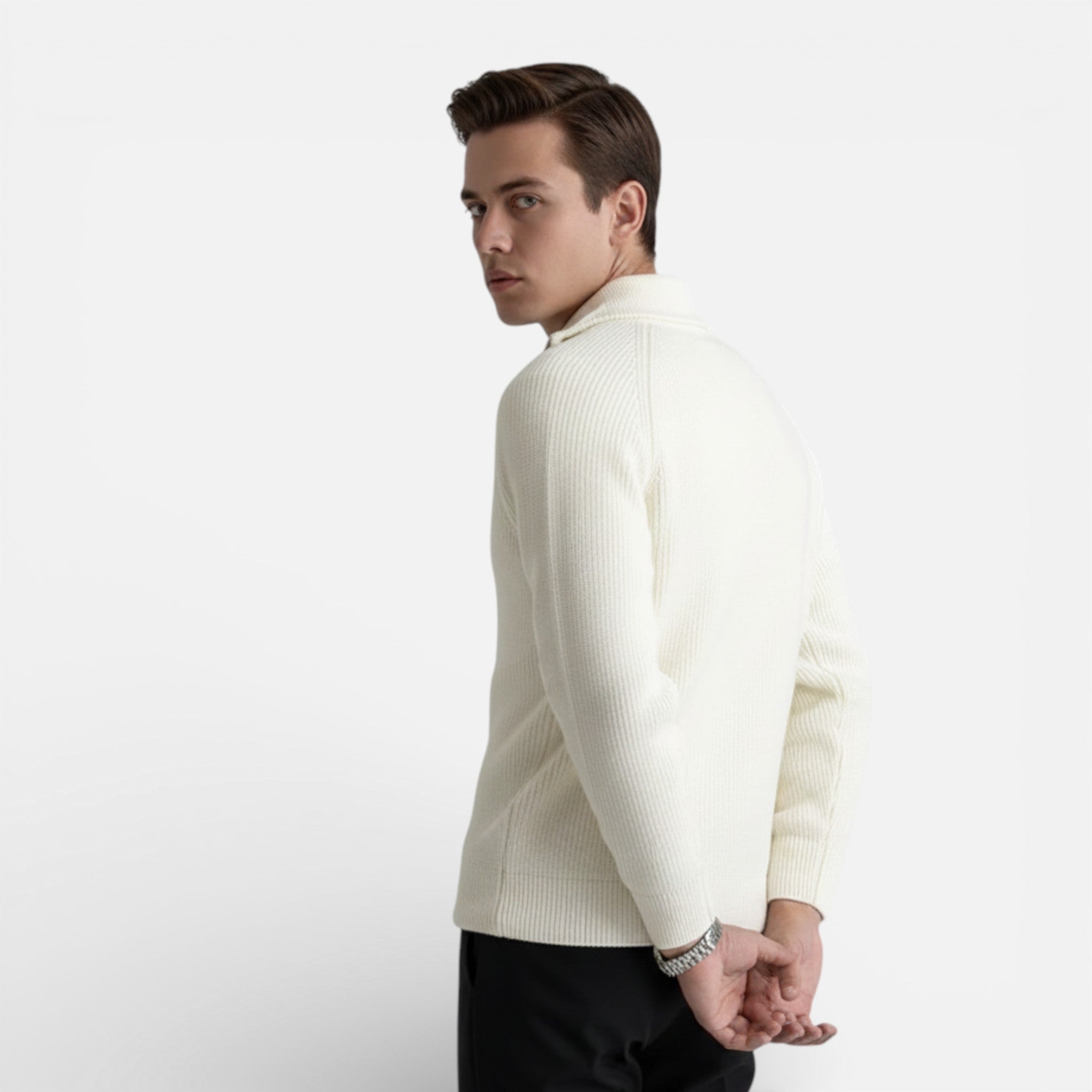 Acethetiq's | Men’s Timeless Structured Knit Quarter Zip Sweater