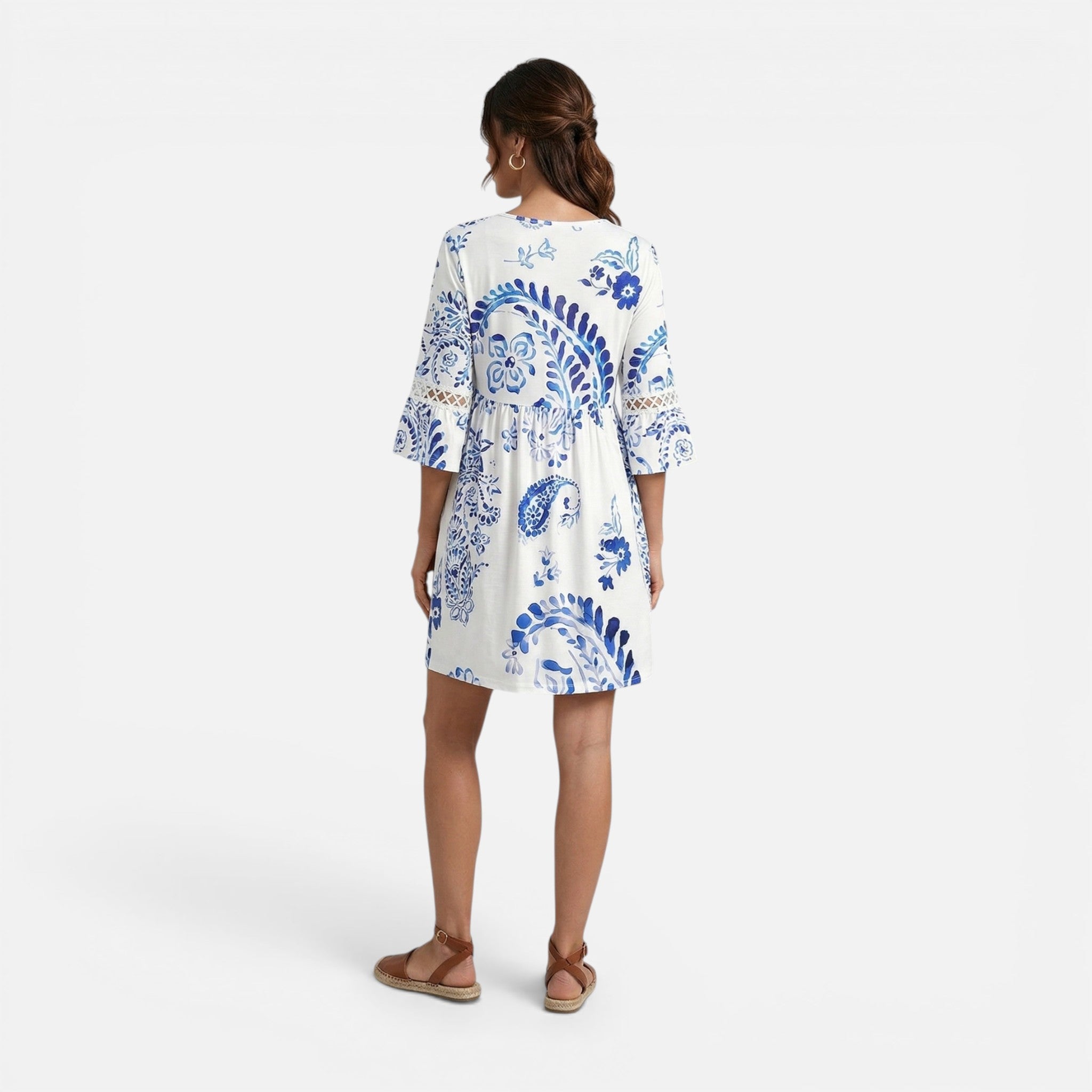 Acethetiq's | Women’s Floral Patchwork Midi Dress – Riviera Elegance
