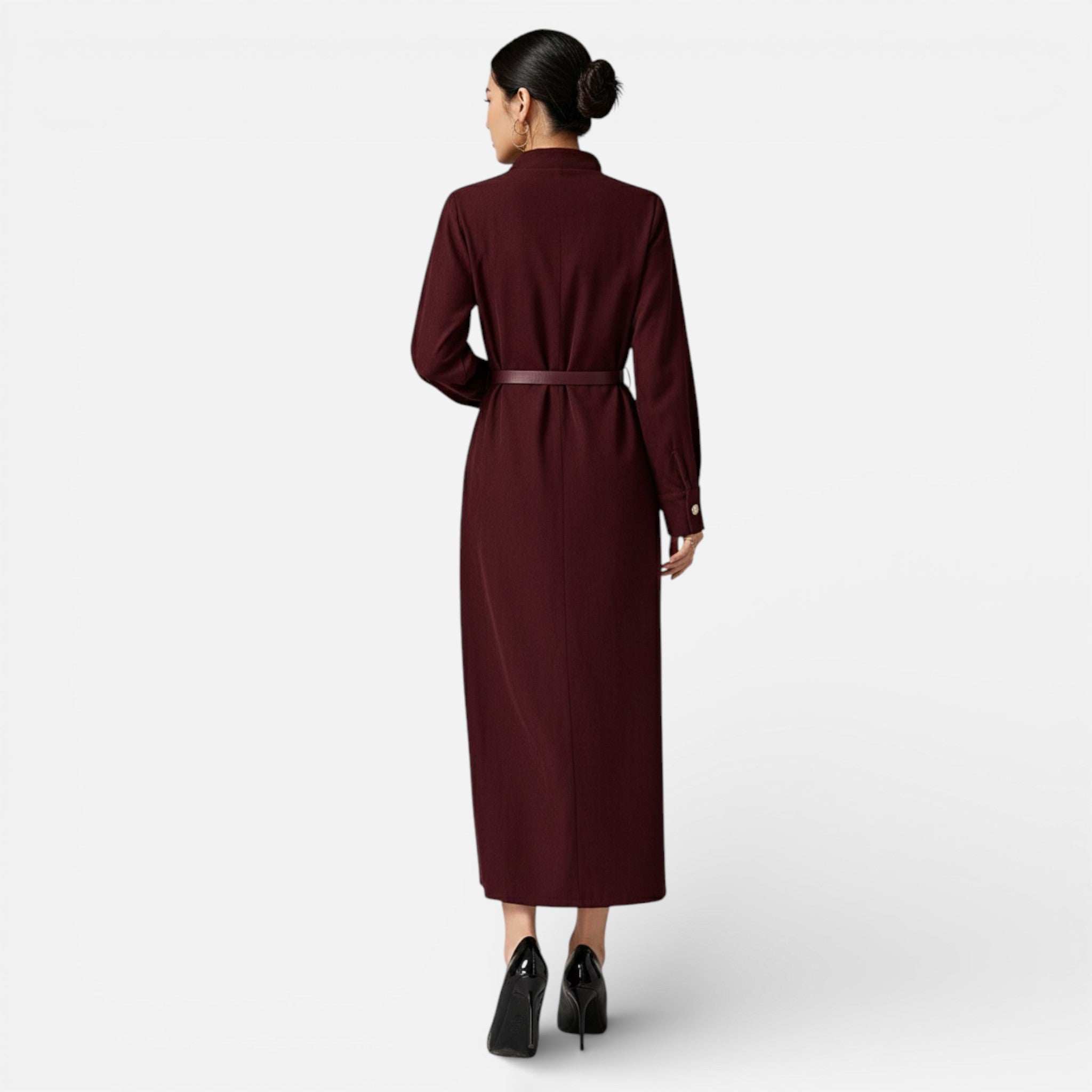 Acethetiq's | Women’s One-Shoulder Burgundy Long Formal Dress