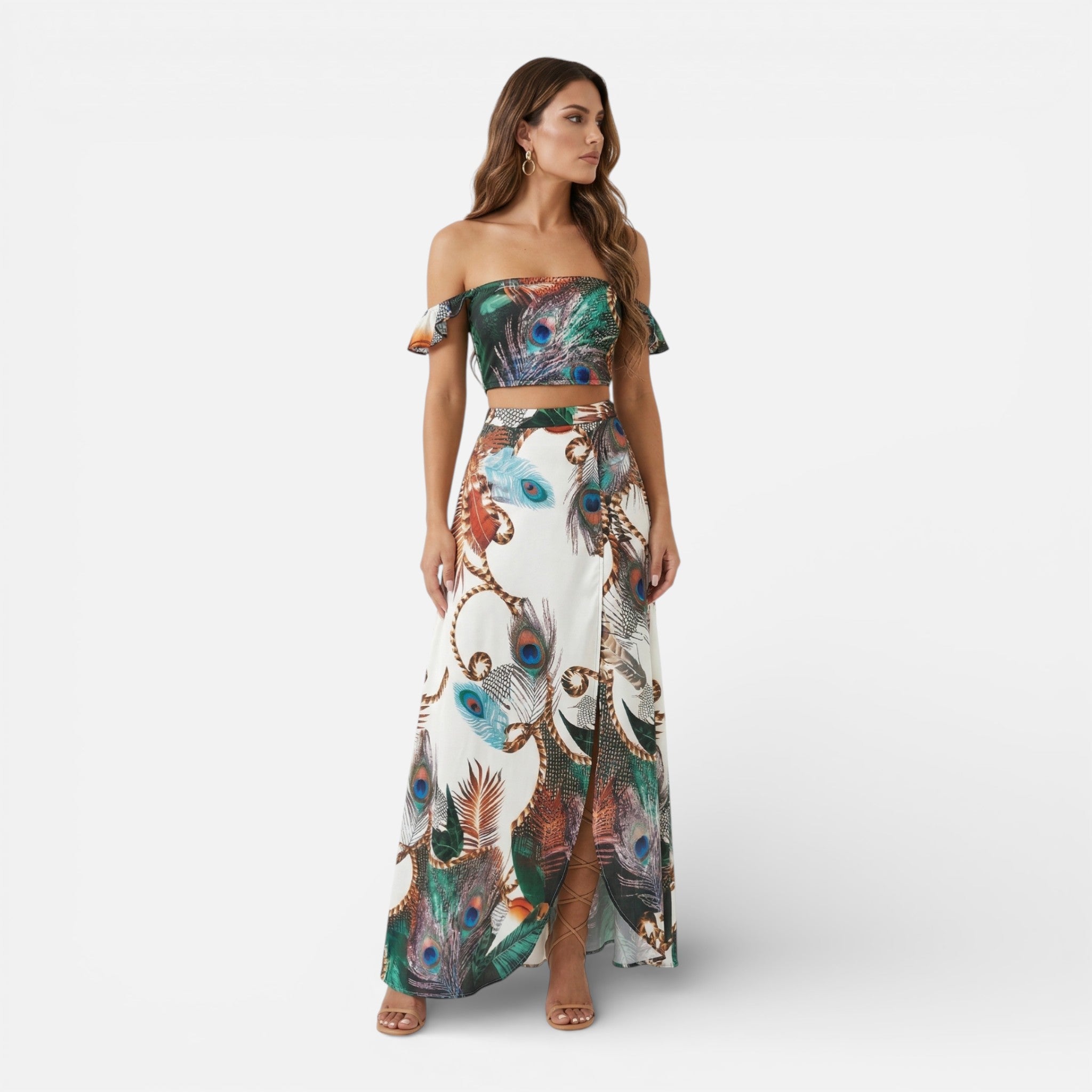 Acethetiq’s | Women’s Two-Piece Slit Skirt Set – Effortless Boho Grace