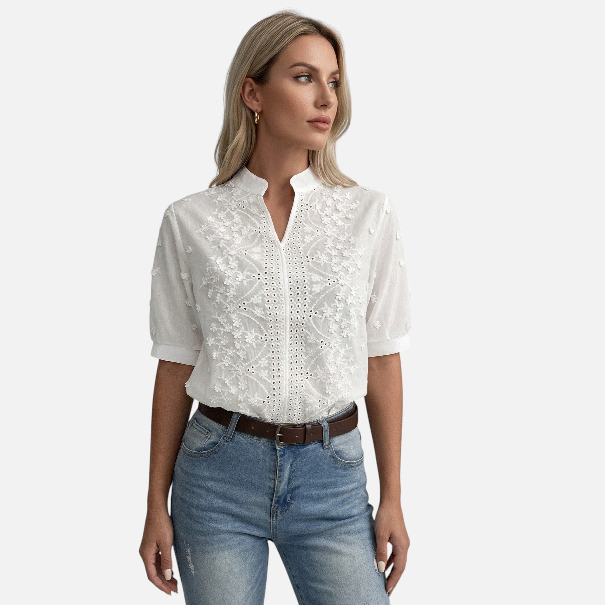 Acethetiq's | Women’s Elegant Embroidered Hollow-Out Top
