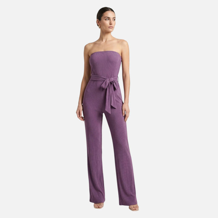 Acethetiq’s | Women’s Strapless Wide-Leg Jumpsuit – Riviera Elegance
