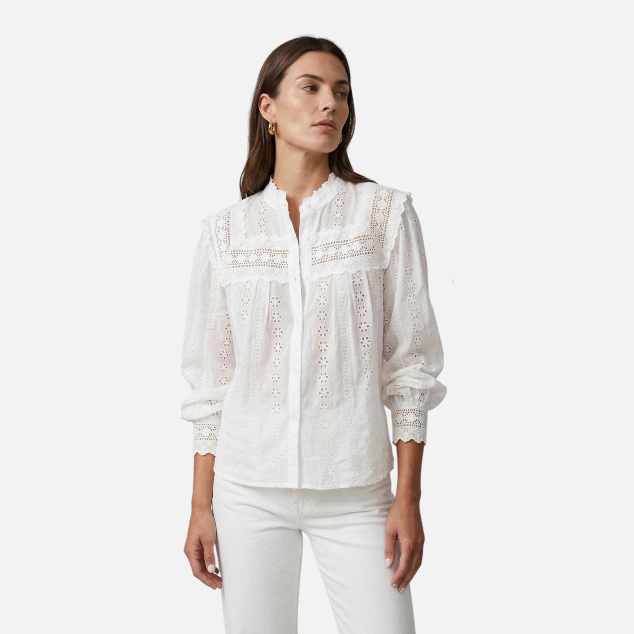 Acethetiq's | Women’s Embroidered Lace-Up Blouse