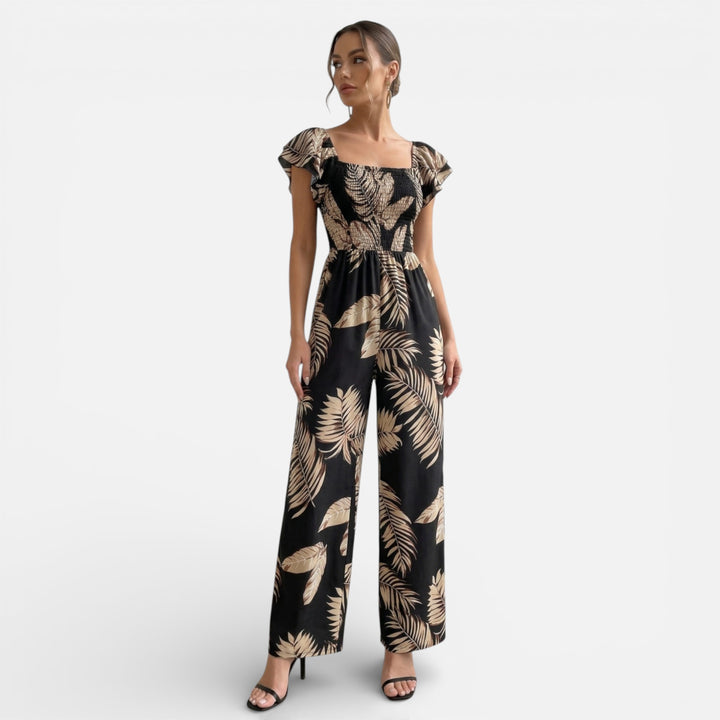 Acethetiq’s | Women’s Printed Wide-Leg Jumpsuit – Riviera Elegance