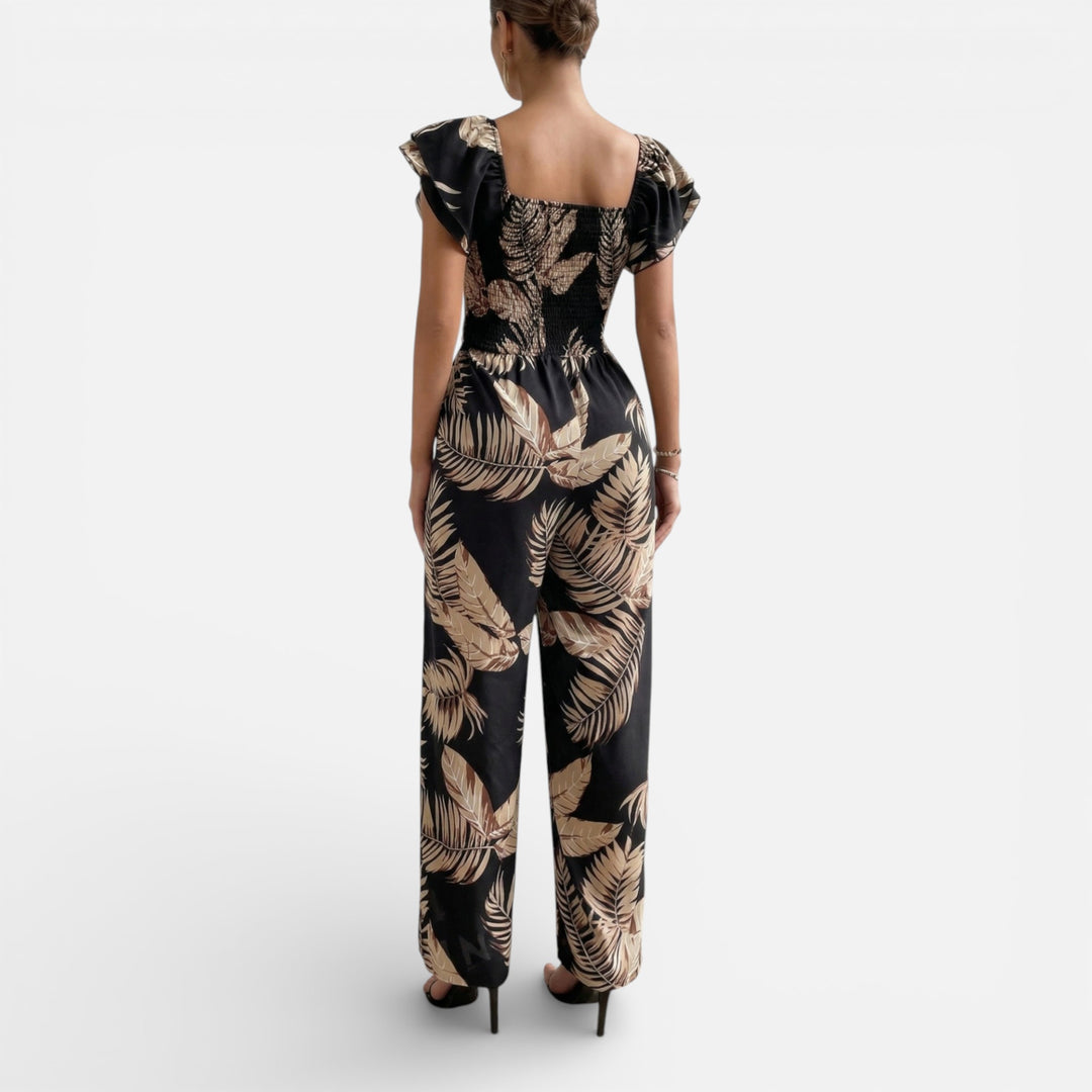 Acethetiq’s | Women’s Printed Wide-Leg Jumpsuit – Riviera Elegance