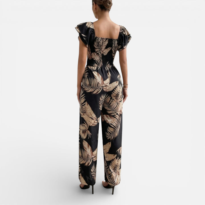 Acethetiq’s | Women’s Printed Wide-Leg Jumpsuit – Riviera Elegance