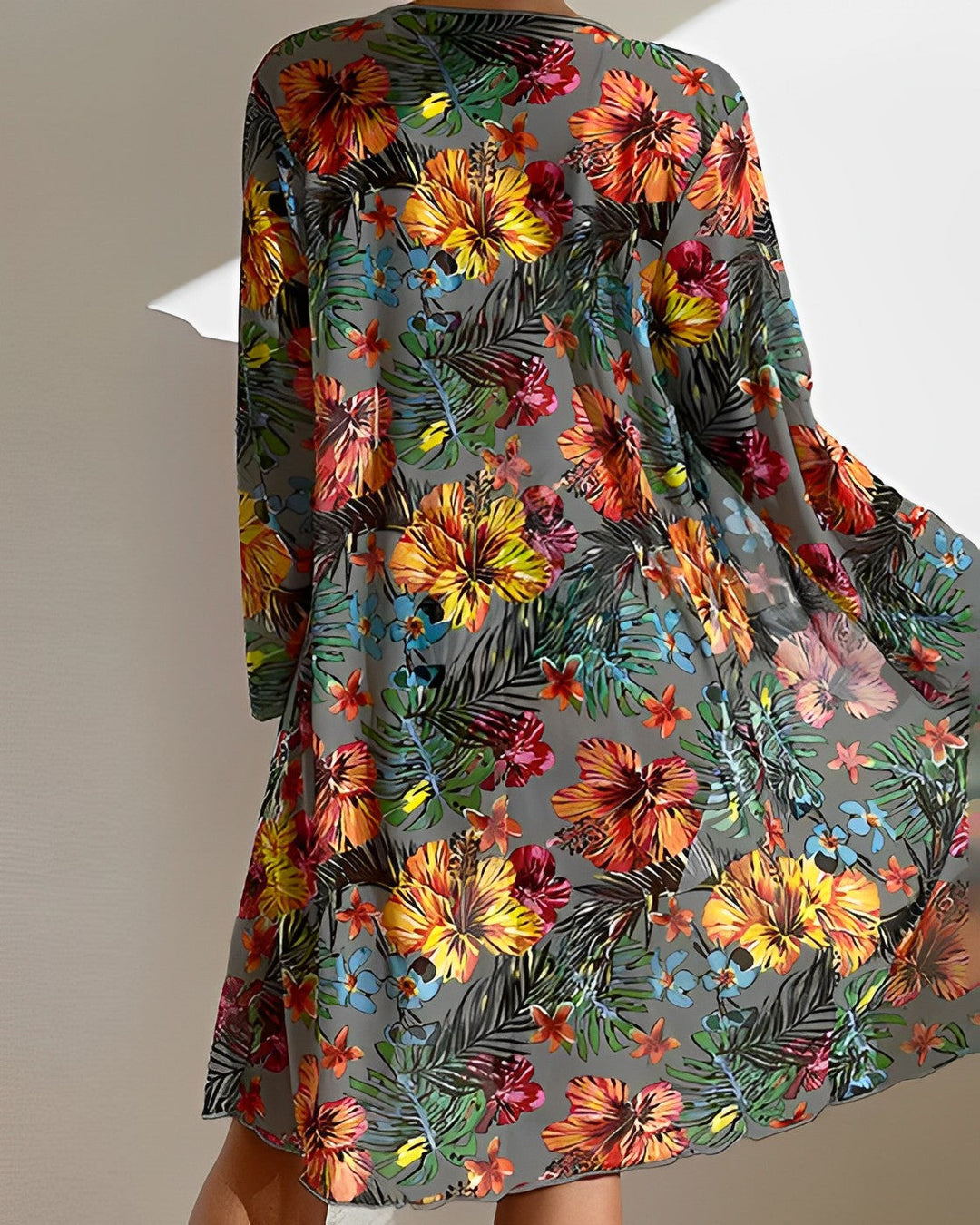 High Waisted Bikini Set for Women in Tropical Print with Matching Cover-Up for Summer Beach Days