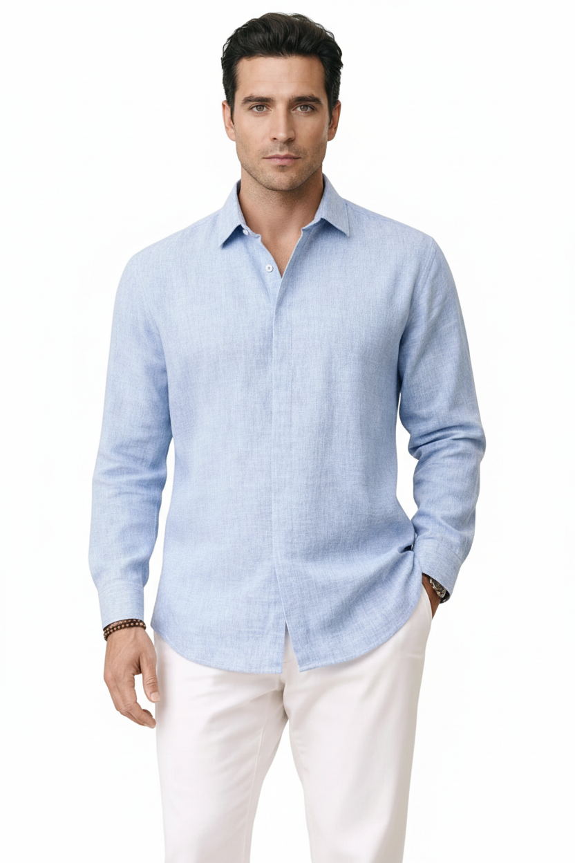 Men’s Linen Button-Up Shirt Cool Comfortable Summer Essential