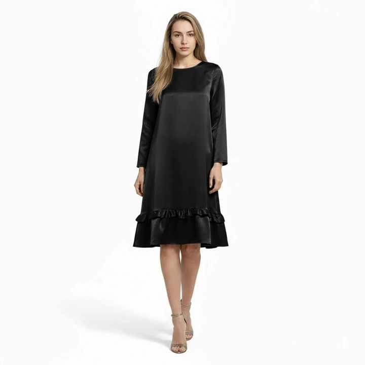 Acethetiq's | Women’s Satin Ruffle Hem Dress for Weddings & Evening Events