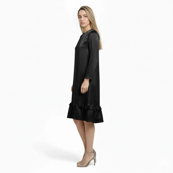 Acethetiq's | Women’s Satin Ruffle Hem Dress for Weddings & Evening Events