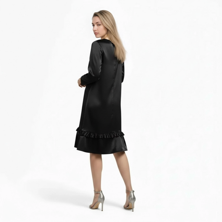 Acethetiq's | Women’s Satin Ruffle Hem Dress for Weddings & Evening Events
