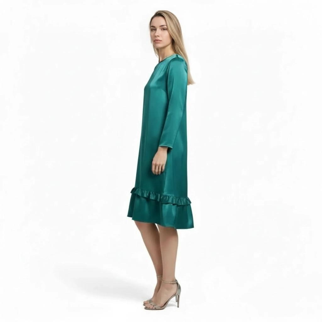 Acethetiq's | Women’s Satin Ruffle Hem Dress for Weddings & Evening Events