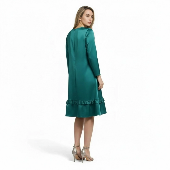 Acethetiq's | Women’s Satin Ruffle Hem Dress for Weddings & Evening Events