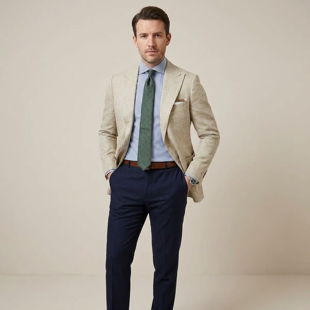 Men's Blazer Jacket Slim Fit Light Neutral Colour