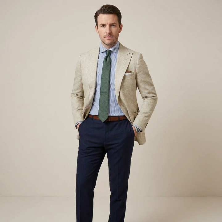 Men's Blazer Jacket Slim Fit Light Neutral Colour