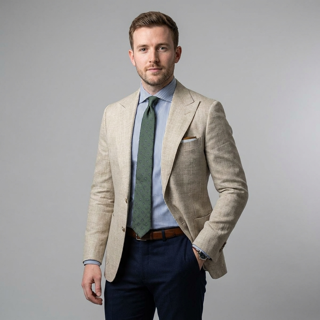 Men's Blazer Jacket Slim Fit Light Neutral Colour