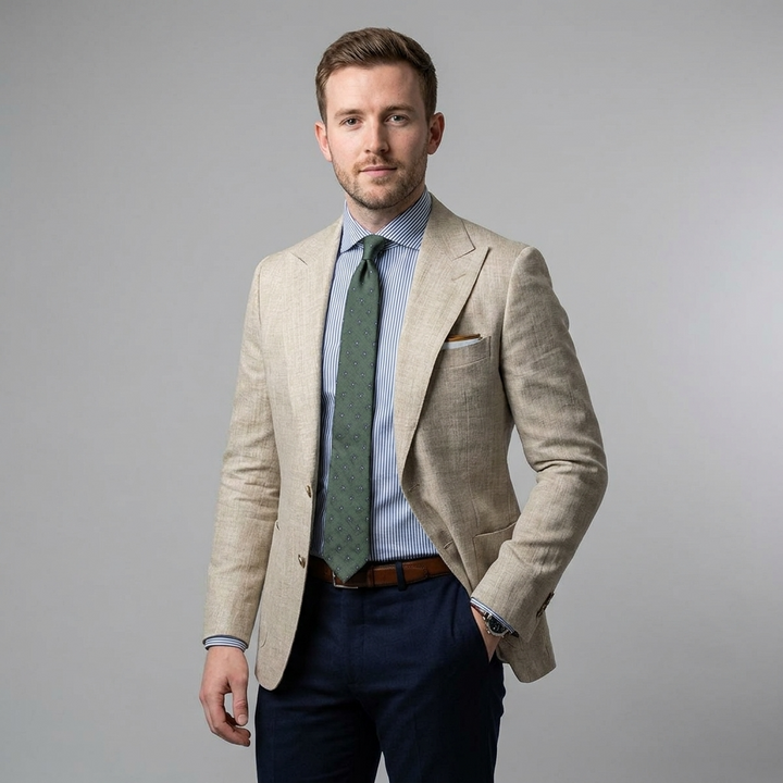Men's Blazer Jacket Slim Fit Light Neutral Colour