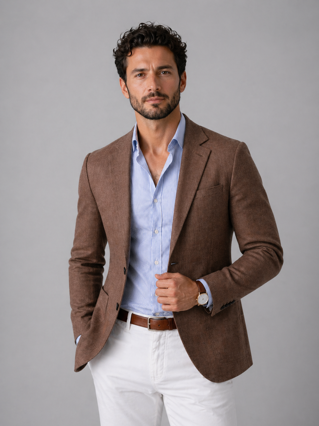 Men's Blazer Jacket in Soft Knit for Smart Casual Wear and Everyday Comfort