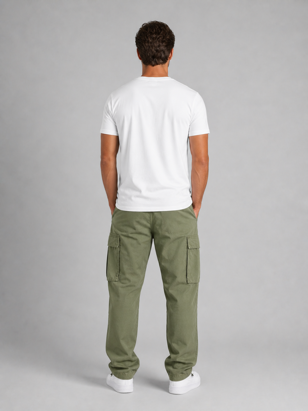 Men's Cargo Trousers in Relaxed Fit Cotton Blend with Multiple Pockets for Everyday Wear