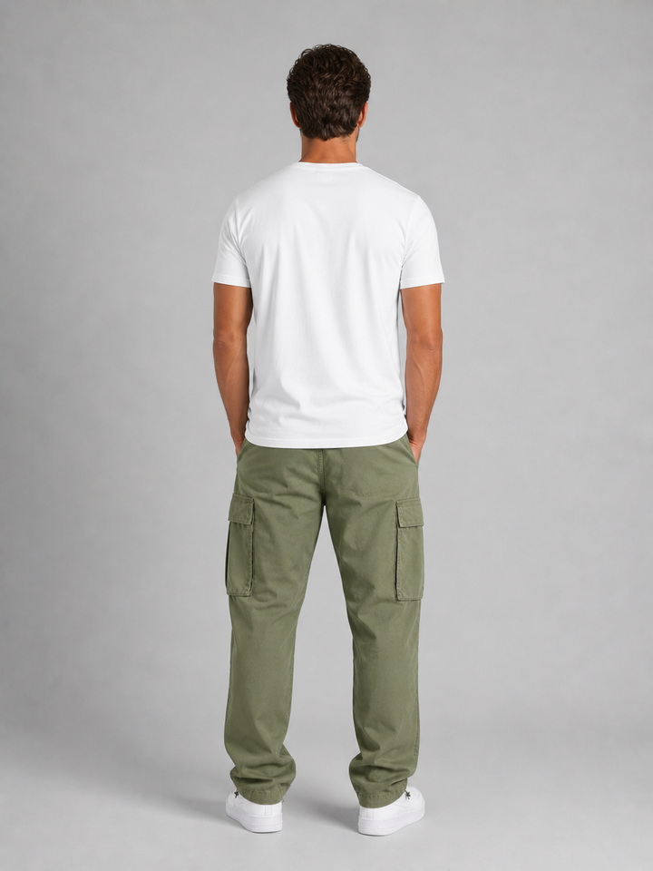 Men's Cargo Trousers in Relaxed Fit Cotton Blend with Multiple Pockets for Everyday Wear