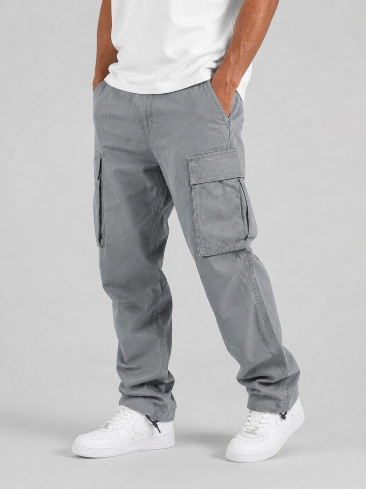 Men's Cargo Trousers in Relaxed Fit Cotton Blend with Multiple Pockets for Everyday Wear