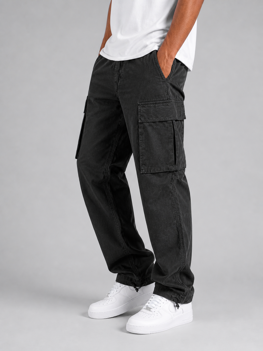 Men's Cargo Trousers in Relaxed Fit Cotton Blend with Multiple Pockets for Everyday Wear