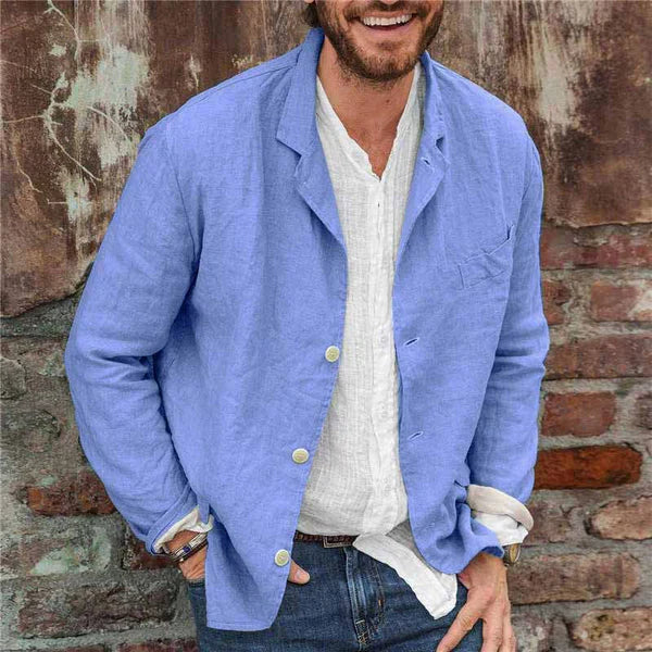Men's Casual Blazer Lightweight Regular Fit Cotton Blend