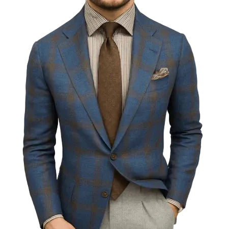 Men's Check Blazer Jacket Slim Fit Tailored Design