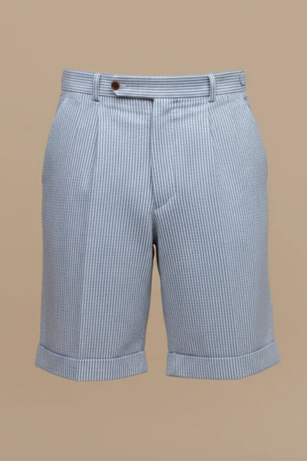 Men's Chino Shorts with High Waist and Vertical Stripes in Seersucker for Summer Outings 4