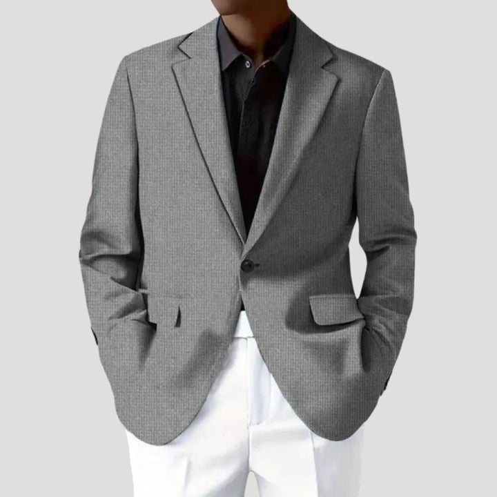 Men's Grey Blazer Jacket Relaxed Fit Woven Fabric