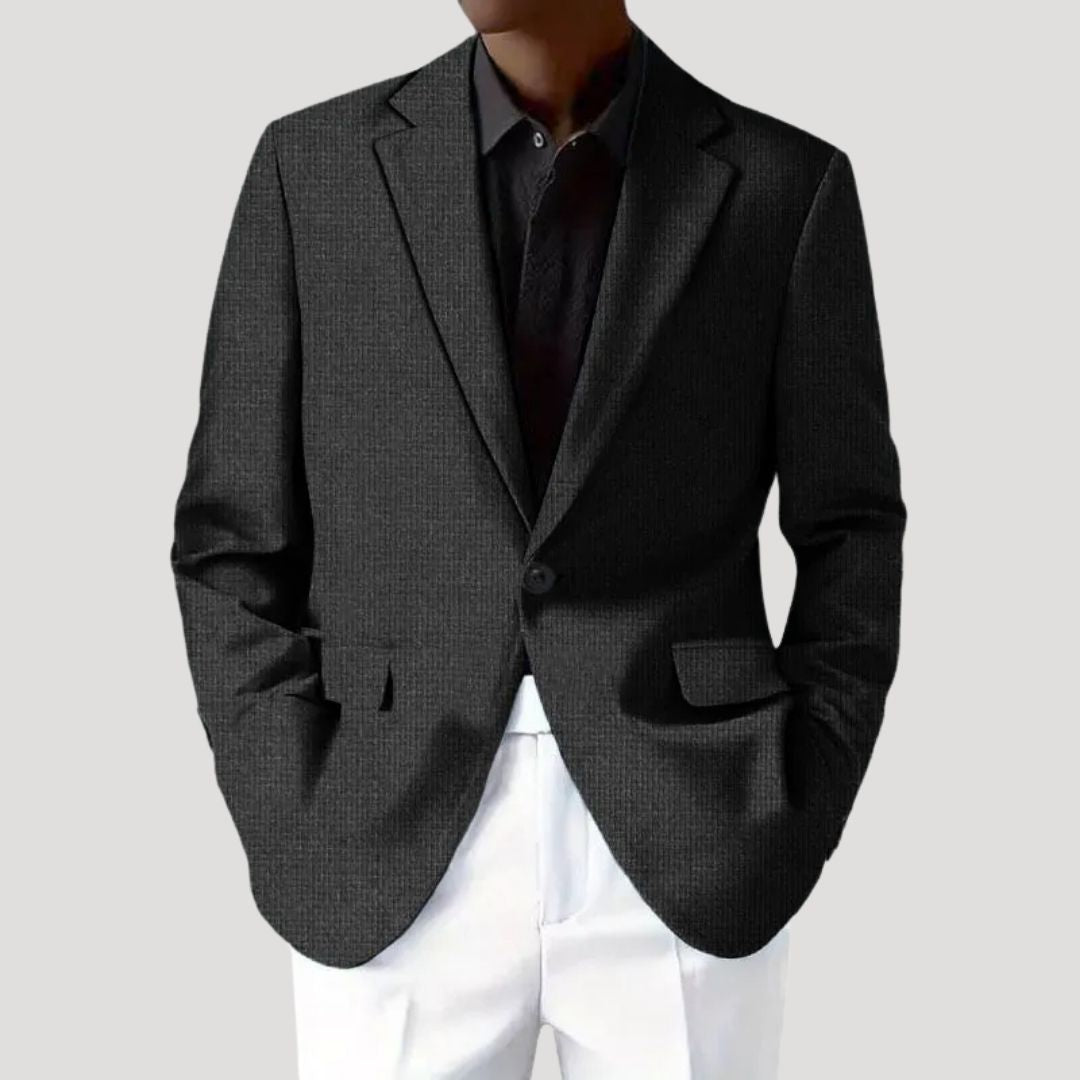Men's Grey Blazer Jacket Relaxed Fit Woven Fabric