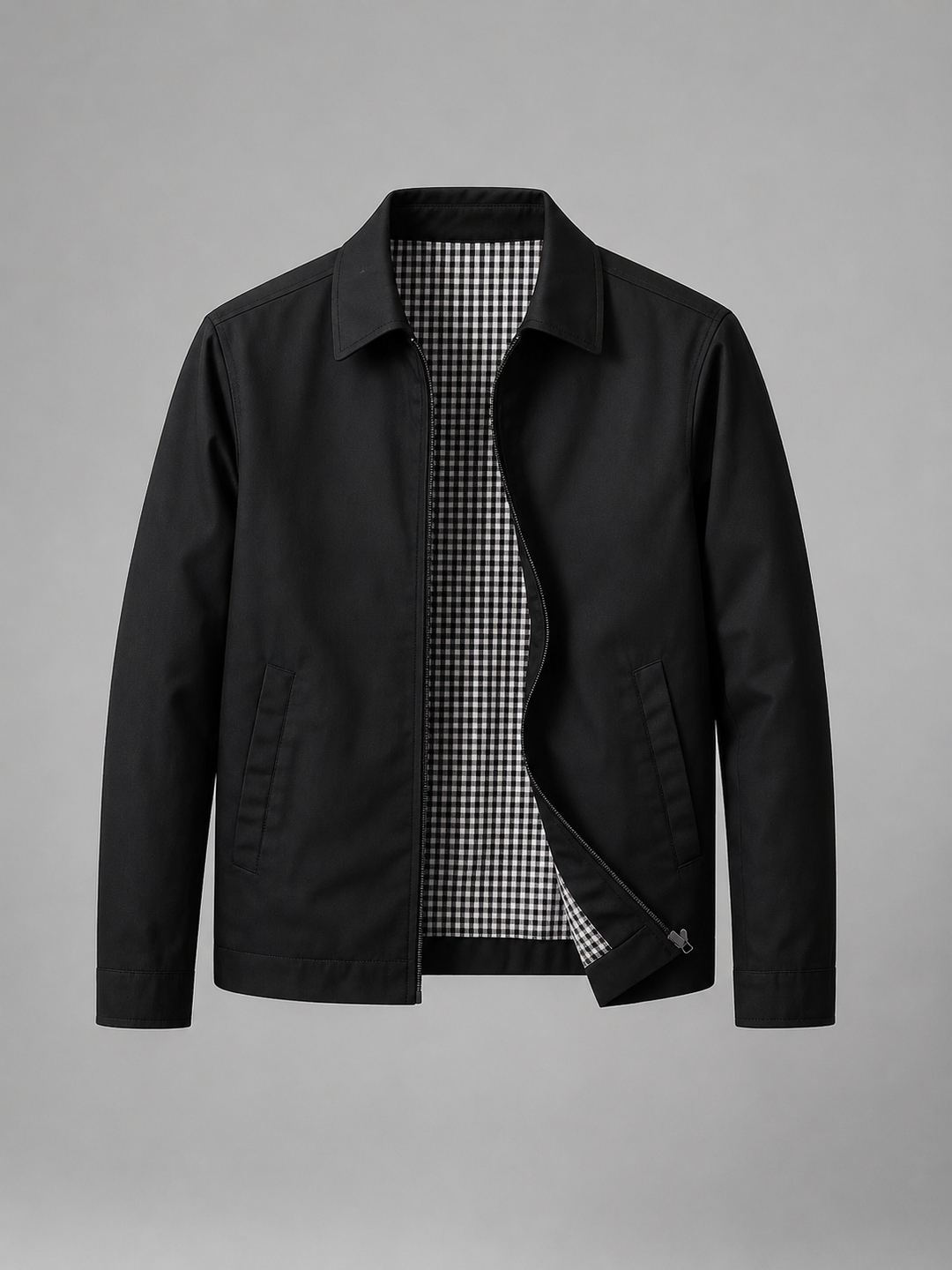 Men's Lightweight Zip Jacket with Structured Collar for Smart Casual Wear