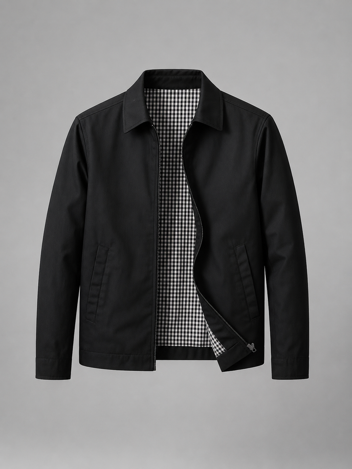 Men's Lightweight Zip Jacket with Structured Collar for Smart Casual Wear