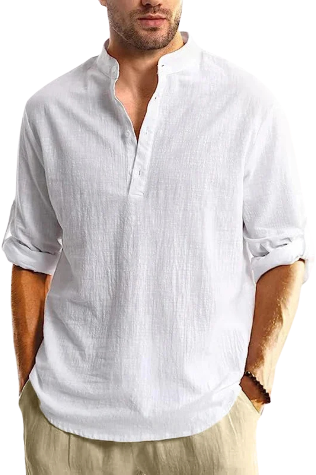 Men's lightweight linen shirt in a relaxed fit, designed for breathable comfort, perfect for casual or summer wear. 3