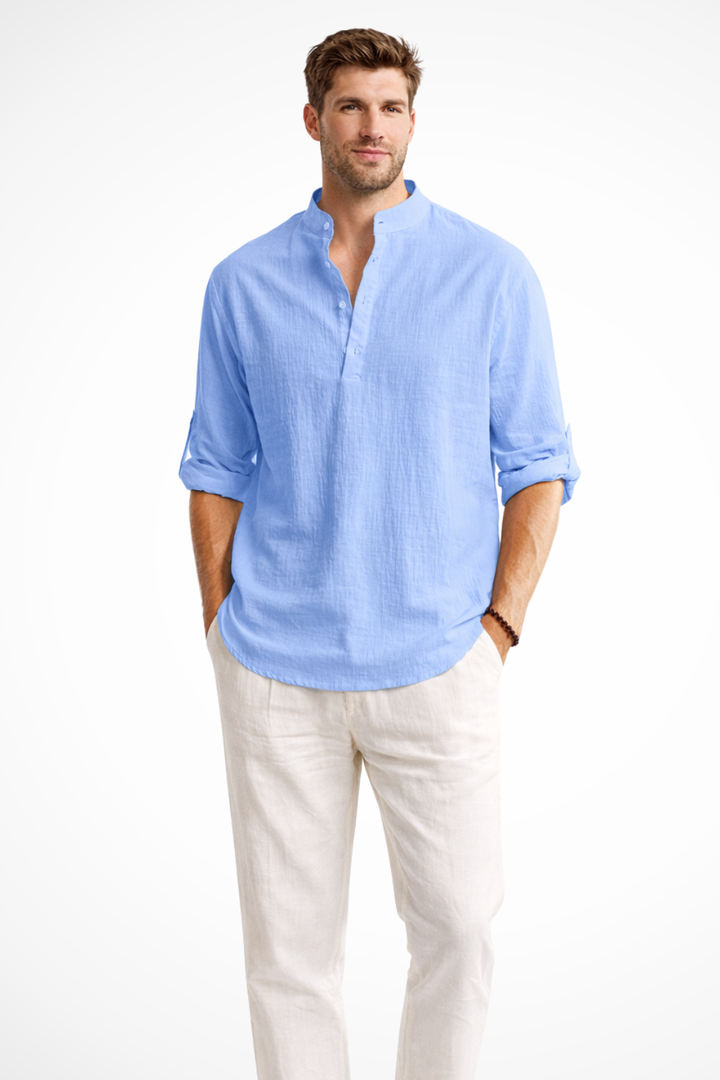 Men's lightweight linen shirt in a relaxed fit, designed for breathable comfort, perfect for casual or summer wear. 4