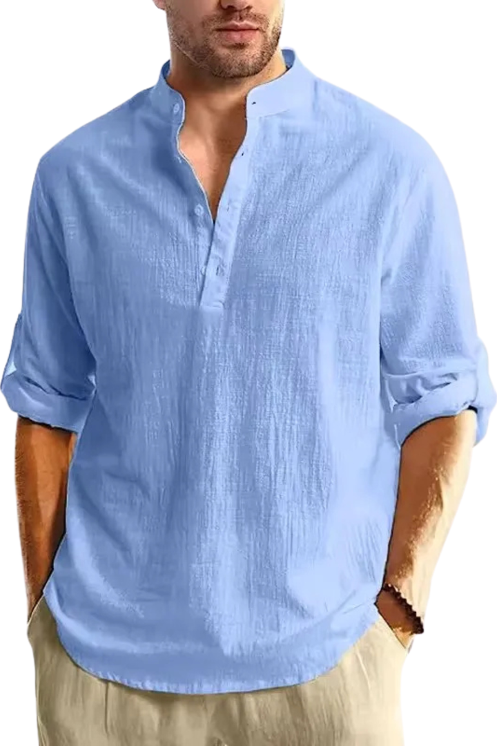 Men's lightweight linen shirt in a relaxed fit, designed for breathable comfort, perfect for casual or summer wear. 5