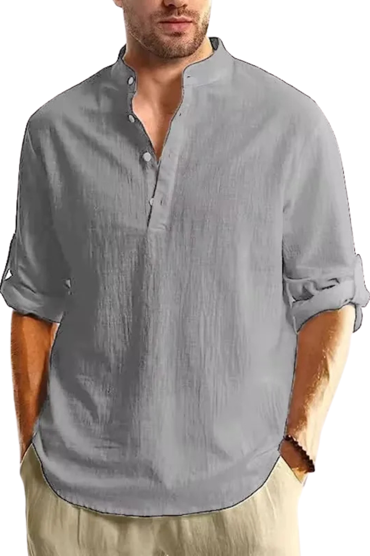 Men's lightweight linen shirt in a relaxed fit, designed for breathable comfort, perfect for casual or summer wear. 6