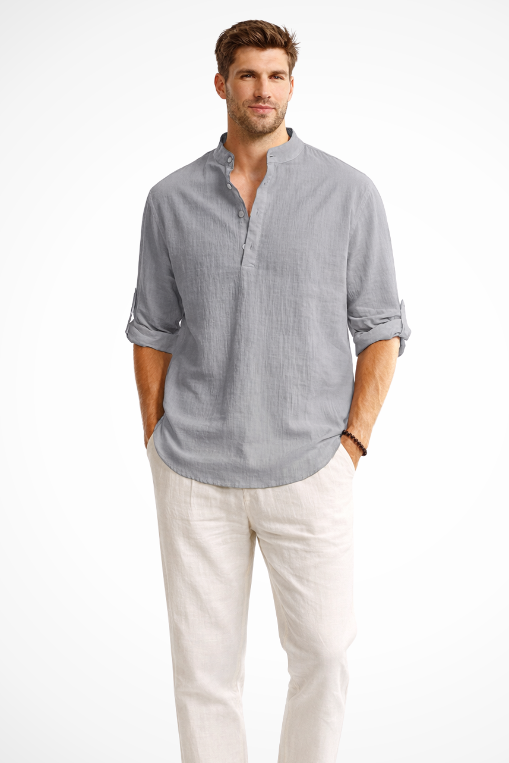 Men's lightweight linen shirt in a relaxed fit, designed for breathable comfort, perfect for casual or summer wear. 7
