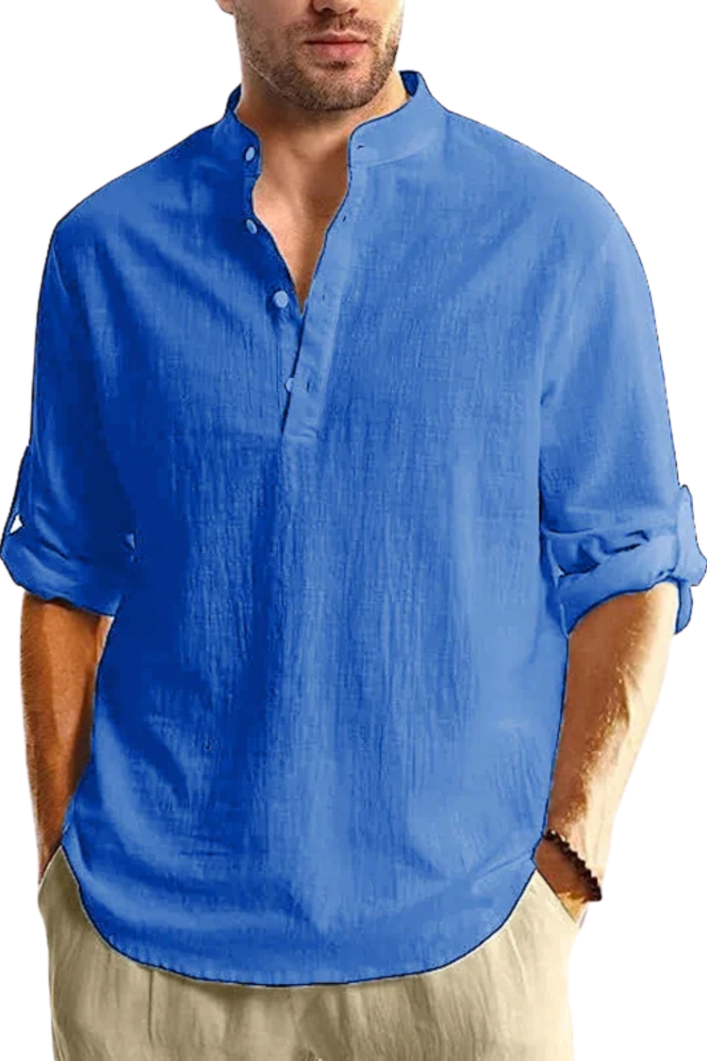 Men's lightweight linen shirt in a relaxed fit, designed for breathable comfort, perfect for casual or summer wear. 8