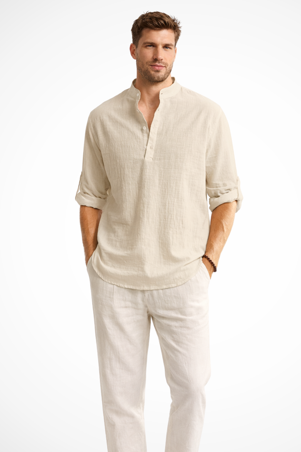 Men's lightweight linen shirt in a relaxed fit, designed for breathable comfort, perfect for casual or summer wear. 9