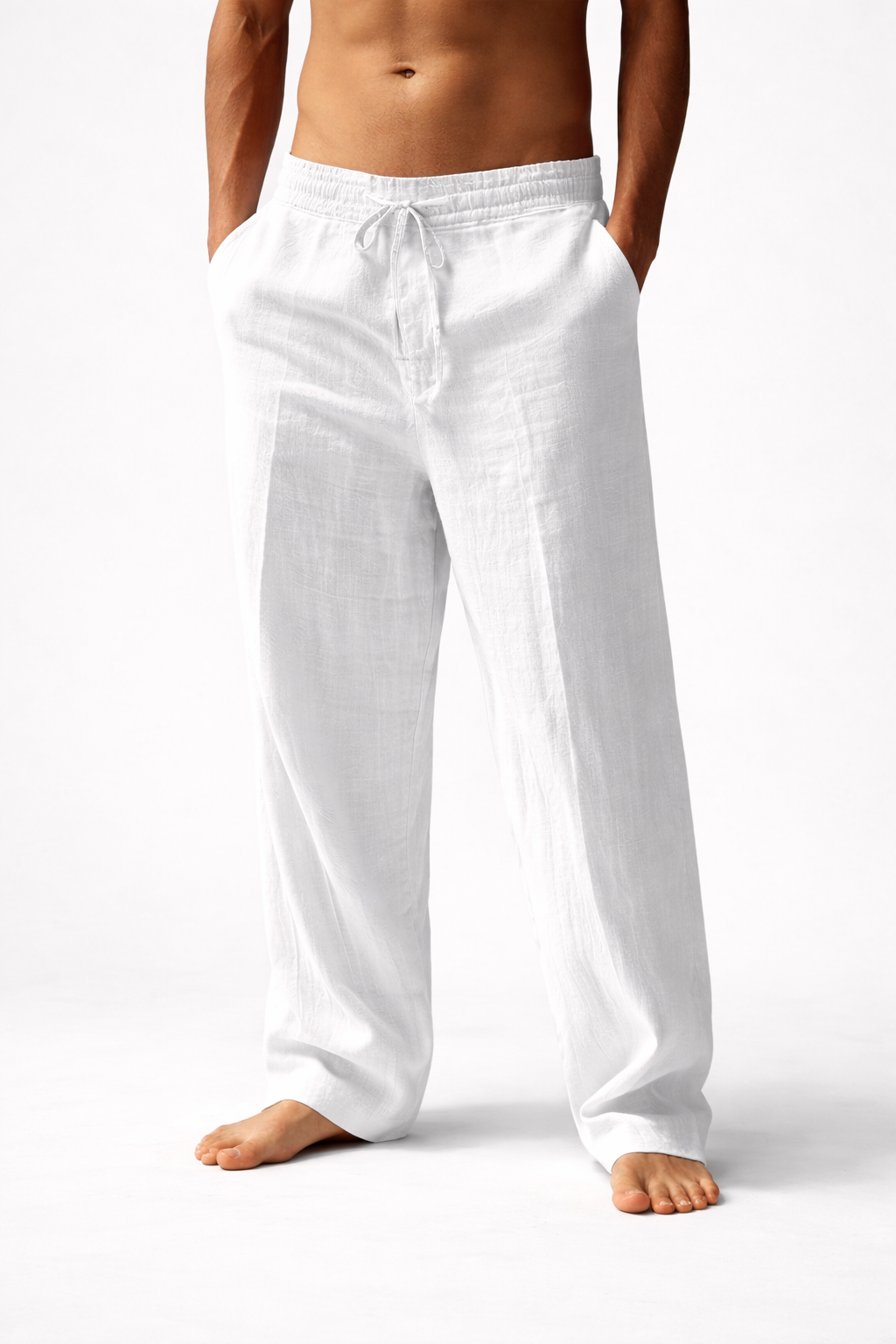 Men's Linen Trousers Relaxed Fit Lightweight for Casual Summer Outings